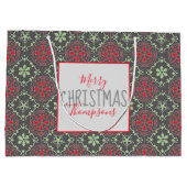 グレーノルディエレガントックウィンタースノーフレークトレンディー ラージペーパーバッグ (裏面)