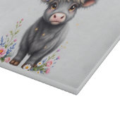 グレーハイランド牛と花模様 カッティングボード (角)