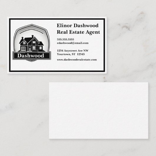 グレーハウス&シールドロゴ実在エステートエージェント 名刺 (正面/裏面)