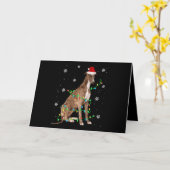 グレーハウンドのクリスマスライトかわいいサンタグレイハウンド カード (黄色い花)