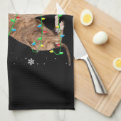 グレーハウンドのクリスマスライトかわいいサンタグレイハウンド キッチンタオル (四つ折り)