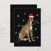 グレーハウンドのクリスマスライトかわいいサンタグレイハウンド サンキューカード (正面/裏面)