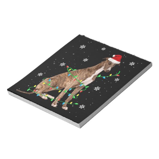 グレーハウンドのクリスマスライトかわいいサンタグレイハウンド ノートパッド (回転)