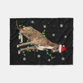 グレーハウンドのクリスマスライトかわいいサンタグレイハウンド フリースブランケット (正面(横))