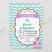 グレーハッピーイースター&エッグ狩りパーティの招待状 招待状 (正面/裏面)