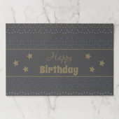 グレーハッピーバースデー紙ランチョンマットと星 ペーパーパッド (正面)