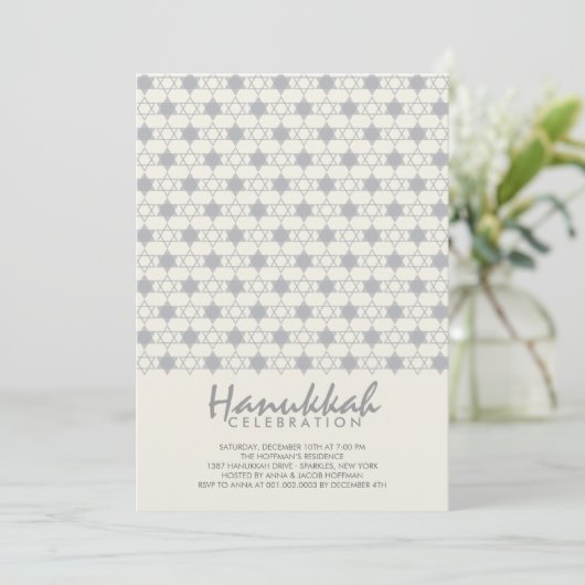 グレーハヌッカスターズオブデイビッドパターンホリデーパーティー 招待状 (スタンド正面)