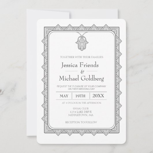 グレーハムサ幾何学結婚式招待状 招待状 (正面)