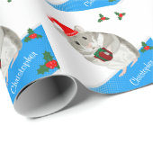 グレーハムスター少年のパーソナライズされたクリスマス ラッピングペーパー (ロールコーナー)