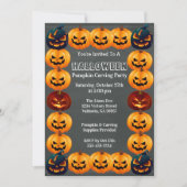 グレーハロウィーンパンプキンカービングパーティの招待状 招待状 (正面)