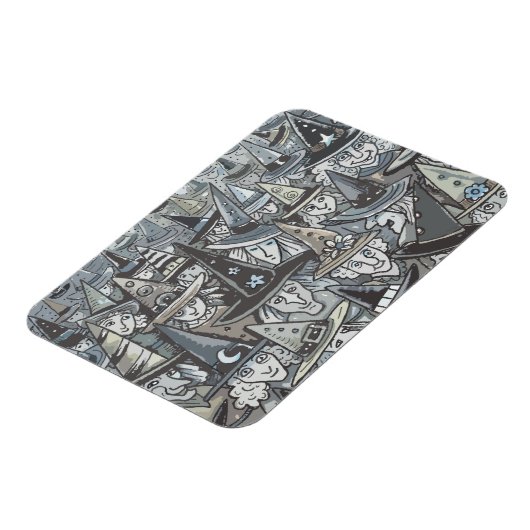 グレーハロウィーン魔女ギャザリングマグネットのシェード マグネット (左側)