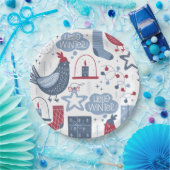 グレーハローウィンタークリスマスイラストレーション紙 ペーパープレート (パーティー)