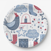 グレーハローウィンタークリスマスイラストレーション紙 ペーパープレート (正面)