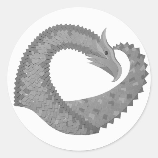 グレーハートドラゴンの白 ラウンドシール (正面)