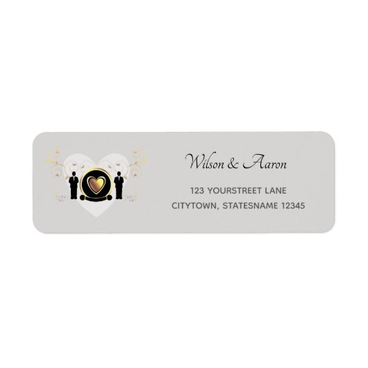 グレーハート結婚オス |差出人住所ラベル ラベル (正面)