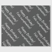 グレーバイリンガル書ハッピーバースデーフェリツクンプル ラッピングペーパー (フラット)