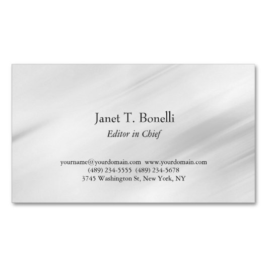 グレーバックグラウンエレガントドプレーンシンプルプロフェッショナル マグネット名刺 (正面)