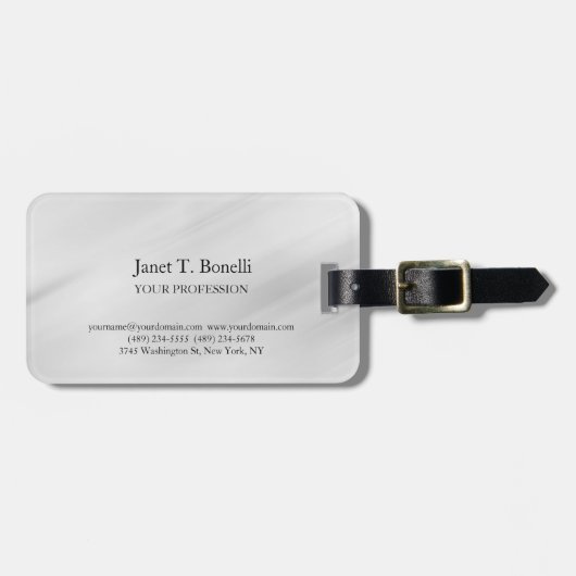 グレーバックグラウンエレガントドプレーンシンプルプロフェッショナル ラゲッジタグ (正面横)