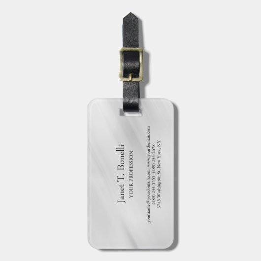 グレーバックグラウンエレガントドプレーンシンプルプロフェッショナル ラゲッジタグ (正面縦)