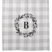 グレーバッファローチェックモノグラム |ファームハウスバスルーム シャワーカーテン (正面)
