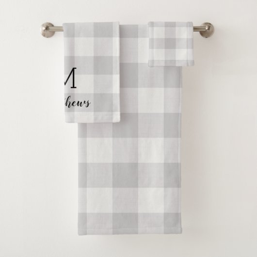 グレーバッファローチェックモノグラム |農家モダン家 バスタオルセット (インサイチュ)