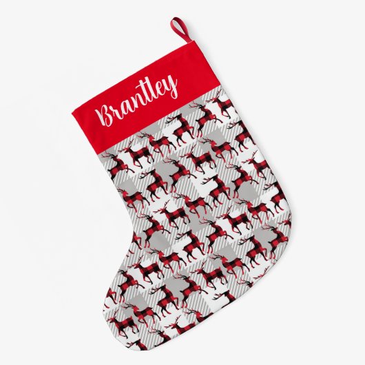 グレーバッファロープレイドのバッファローレイド ラージクリスマスストッキング (裏面 (吊り時))