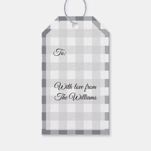 グレーバッファロープレイドクリスマス ギフトタグ (裏面)