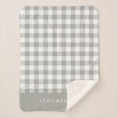 グレーバッファロープレイドパーソナライズされた シェルパブランケット (正面)