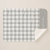 グレーバッファロープレイドパーソナライズされた シェルパブランケット (正面(横))