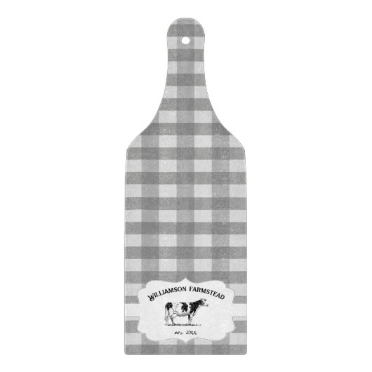 グレーバッファロープレイドファームカウカットボード カッティングボード (正面)