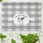 グレーバッファロープレイドファームカウキッチンタオル キッチンタオル (折り畳み)