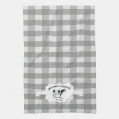 グレーバッファロープレイドファームカウキッチンタオル キッチンタオル (縦)