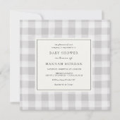 グレーバッファロープレイドベビーシャワー招待状 招待状 (正面)