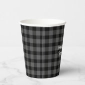 グレーバッファロープレイド素朴マンリーパーソナライズされた文字 紙コップ (右)