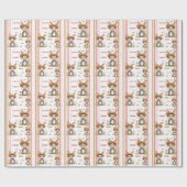 グレーバニーフローラとストライプ ラッピングペーパー (フラット)