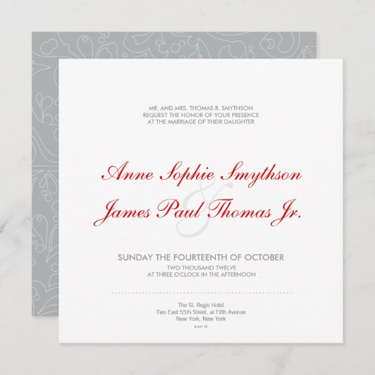 グレーバブルモダン結婚式招待状 招待状 (正面/裏面)