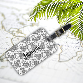 グレーバラフローラルパターカスタムン（モノグラム） ラゲッジタグ