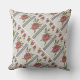グレーバラフローラルパターン クッション