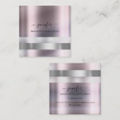 グレーバラメイクアップアーティストインフルエンサーストライプのオンブレ スクエア名刺 (正面/裏面)