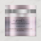 グレーバラメイクアップアーティストインフルエンサーストライプのオンブレ スクエア名刺 (裏面)