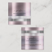 グレーバラメイクアップアーティストインフルエンサーストライプのモダン スクエア名刺 (正面/裏面)