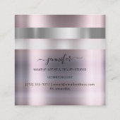 グレーバラメイクアップアーティストインフルエンサーストライプのモダン スクエア名刺 (裏面)
