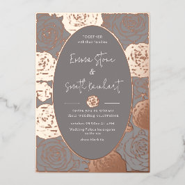 グレーバラ結婚ズフォイル招待状 箔招待状