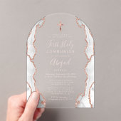 グレーバラ金ゴールドアガートピンクアーチ最初の聖餐式 アクリル招待状 (インサイチュ (ポータブル))