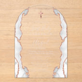 グレーバラ金ゴールドアガートピンクアーチ最初の聖餐式 アクリル招待状 (正面)