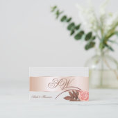 グレーバラ金ゴールドデコールかわいい花とモノグラム 名刺 (スタンド正面)