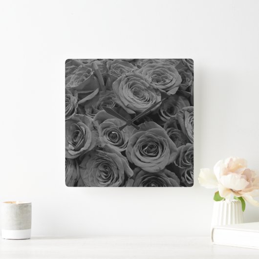 グレーバラ、グレーフローラ写真 スクエア壁時計 (ホーム)