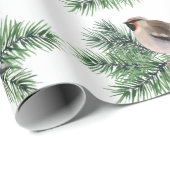 グレーバードオンパインコーンブランチ ラッピングペーパー (ロールコーナー)