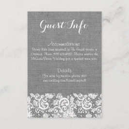 グレーバーラップとレース情報カー素朴ド結婚- エンクロージャーカード