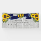 グレーバーンウッドネイビーブルーサンフラワー素朴ズ結婚 横断幕 (横)